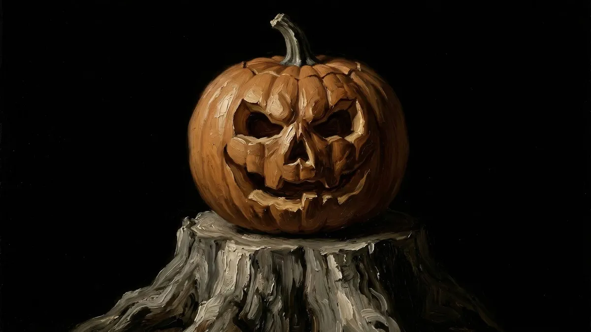 Spooky Jack O Lantern Pumpkin shown on your frame