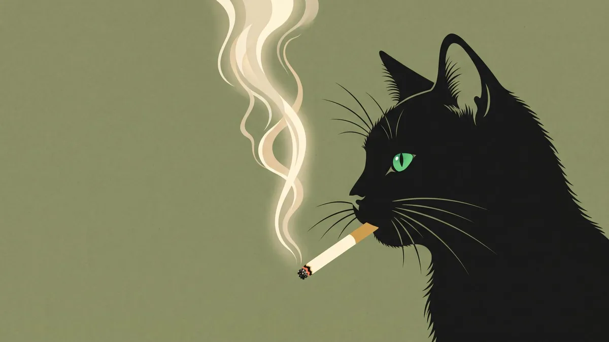 Retro Noir Smoking Cat shown on your frame