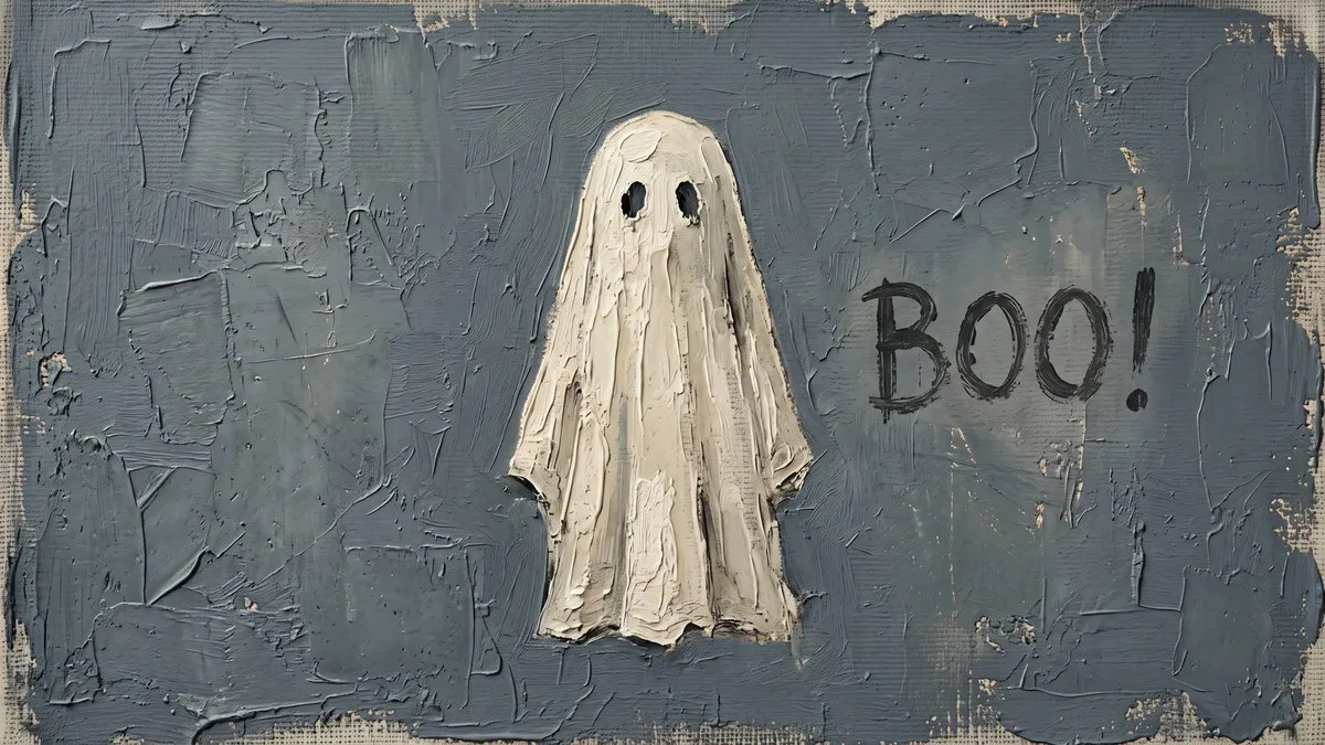 Moody Ghost Boo Typography shown on your frame