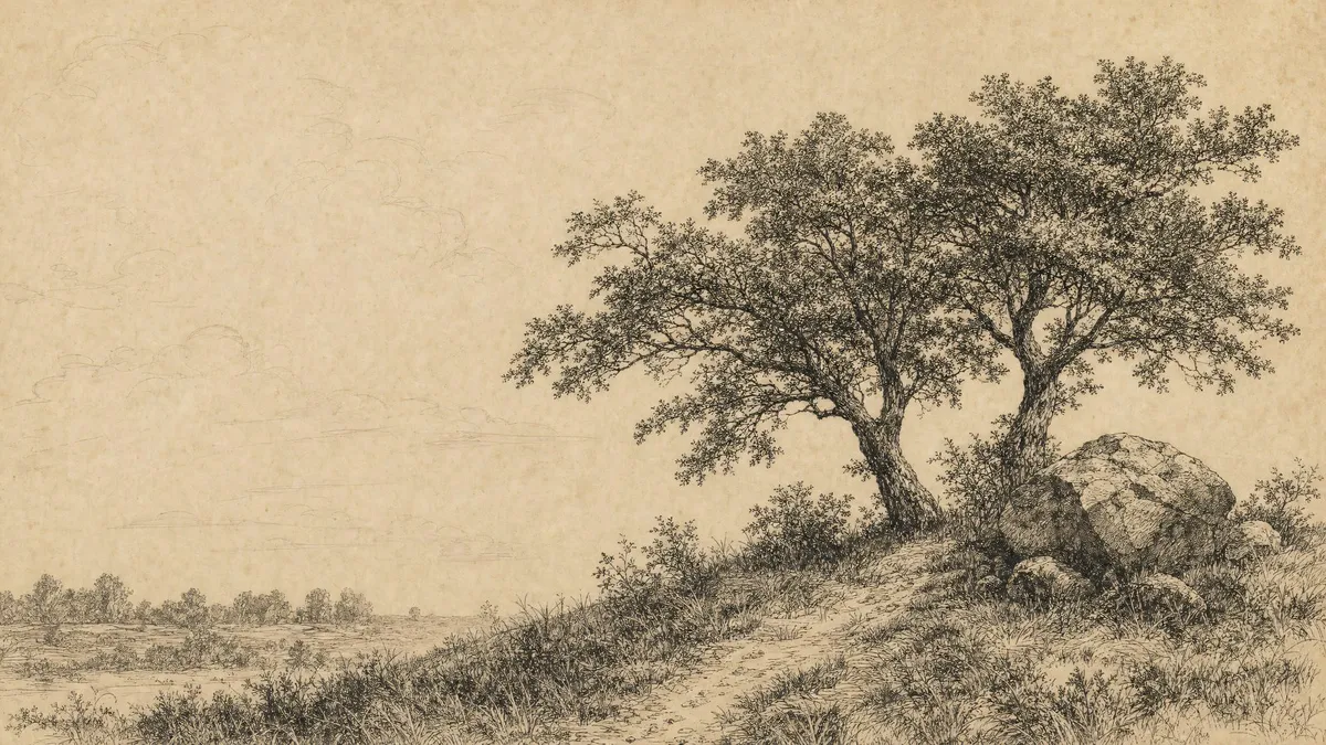 Vintage Landscape Sketch shown on your frame