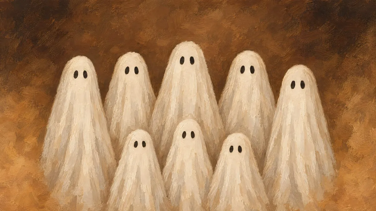 Ghost Family Ochre Portrait shown on your frame