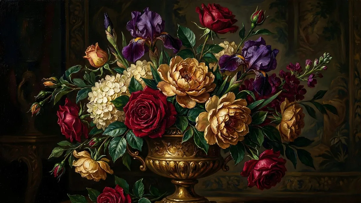 Baroque Floral Bouquet shown on your frame