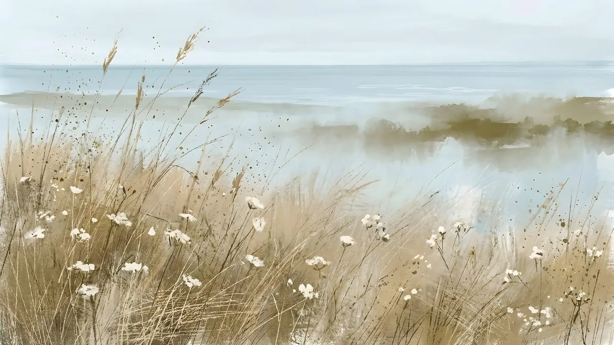 Serene Coastal Landscape shown on your frame