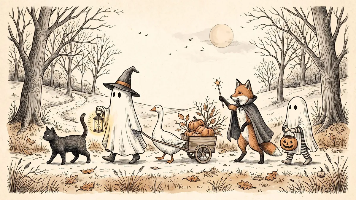 Whimsical Halloween Storybook Parade shown on your frame