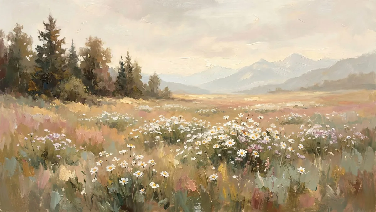 Vintage Spring Meadow shown on your frame