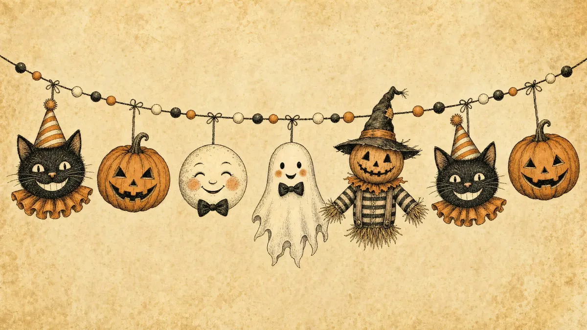 Vintage Halloween Garland shown on your frame