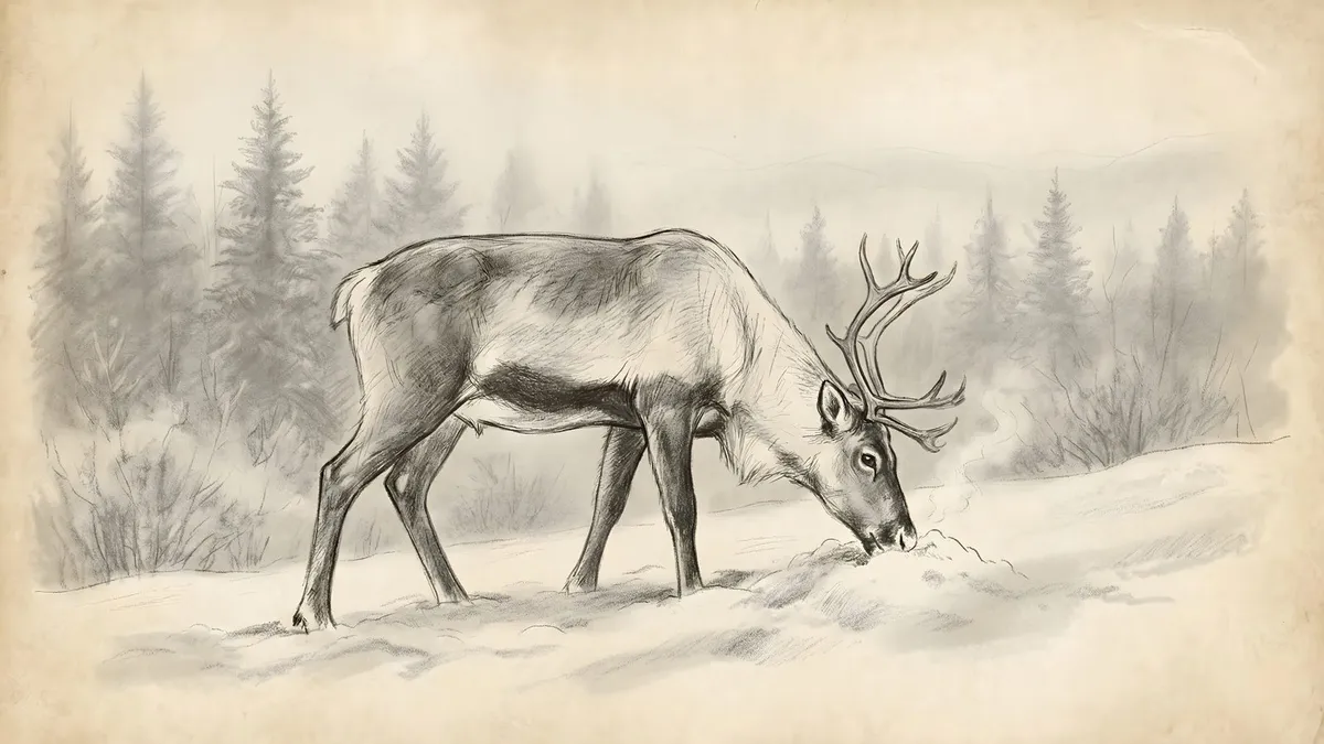 Vintage Reindeer Sketch shown on your frame
