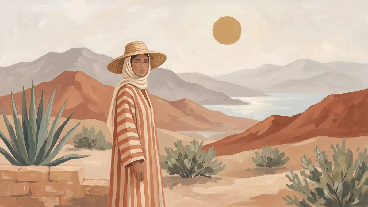 Desert Woman Agave Landscape shown on your frame