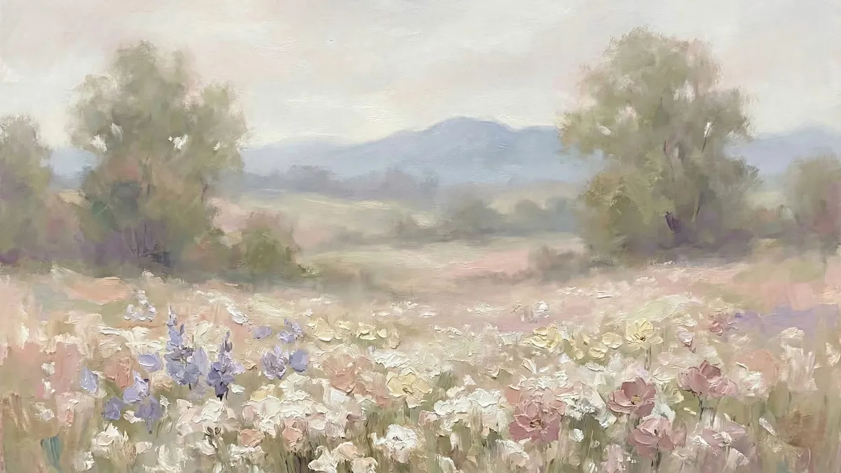 Muted Spring Meadow shown on your frame