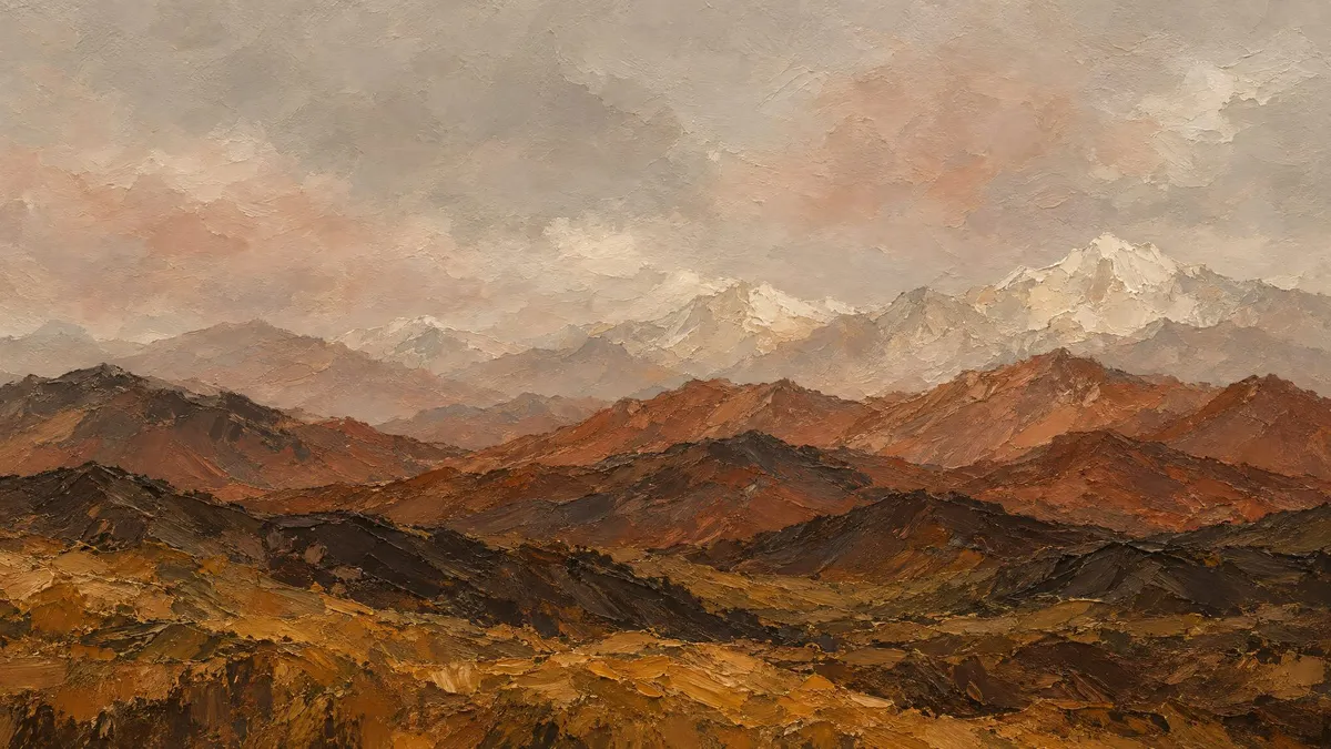 Earthy Moody Mountain Landscape shown on your frame