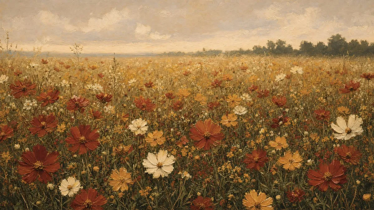 Wildflower Meadow Autumn Field shown on your frame