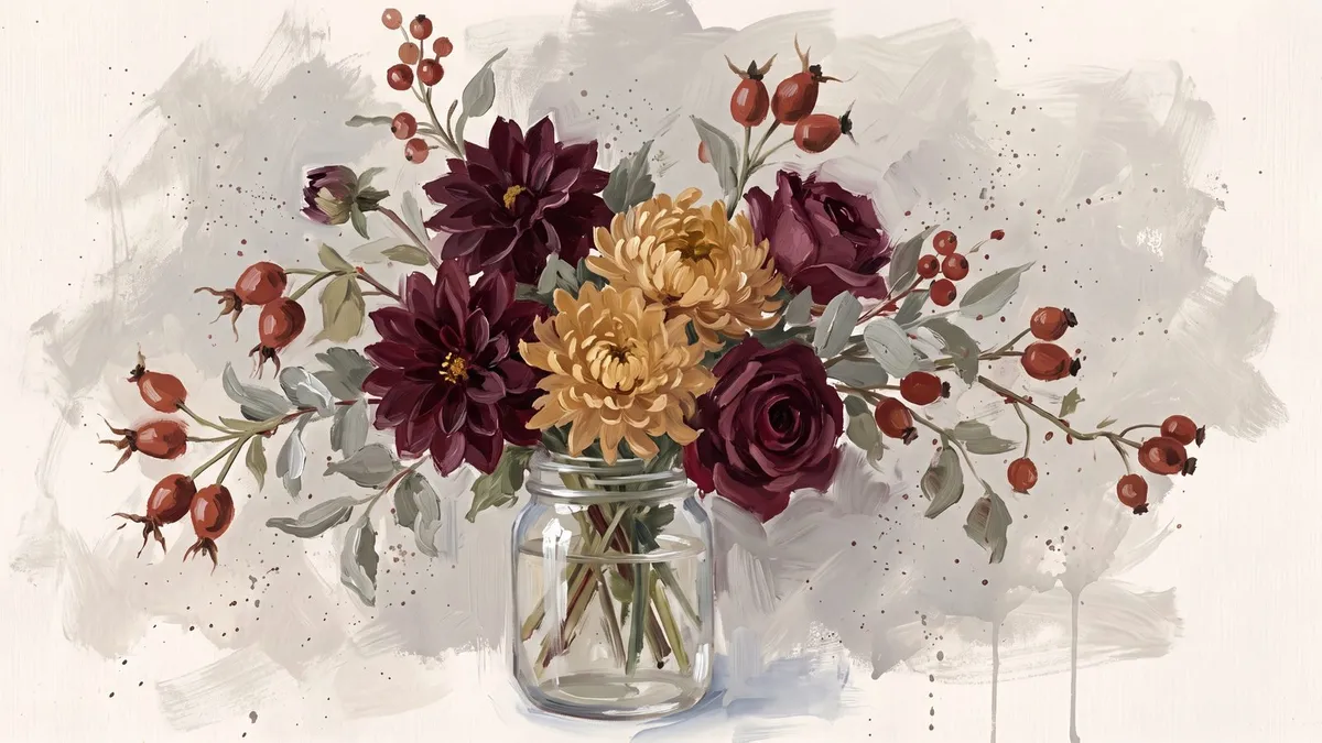Autumn Floral Still Life shown on your frame