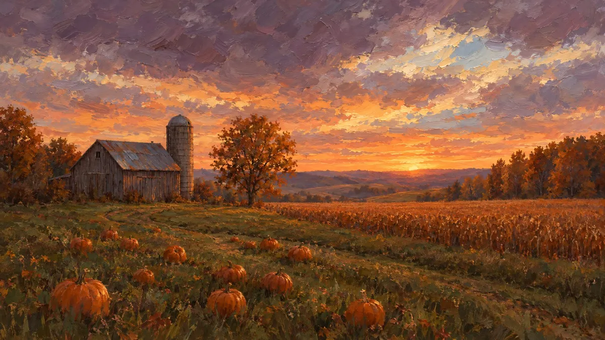 Harvest Barn Dusk shown on your frame