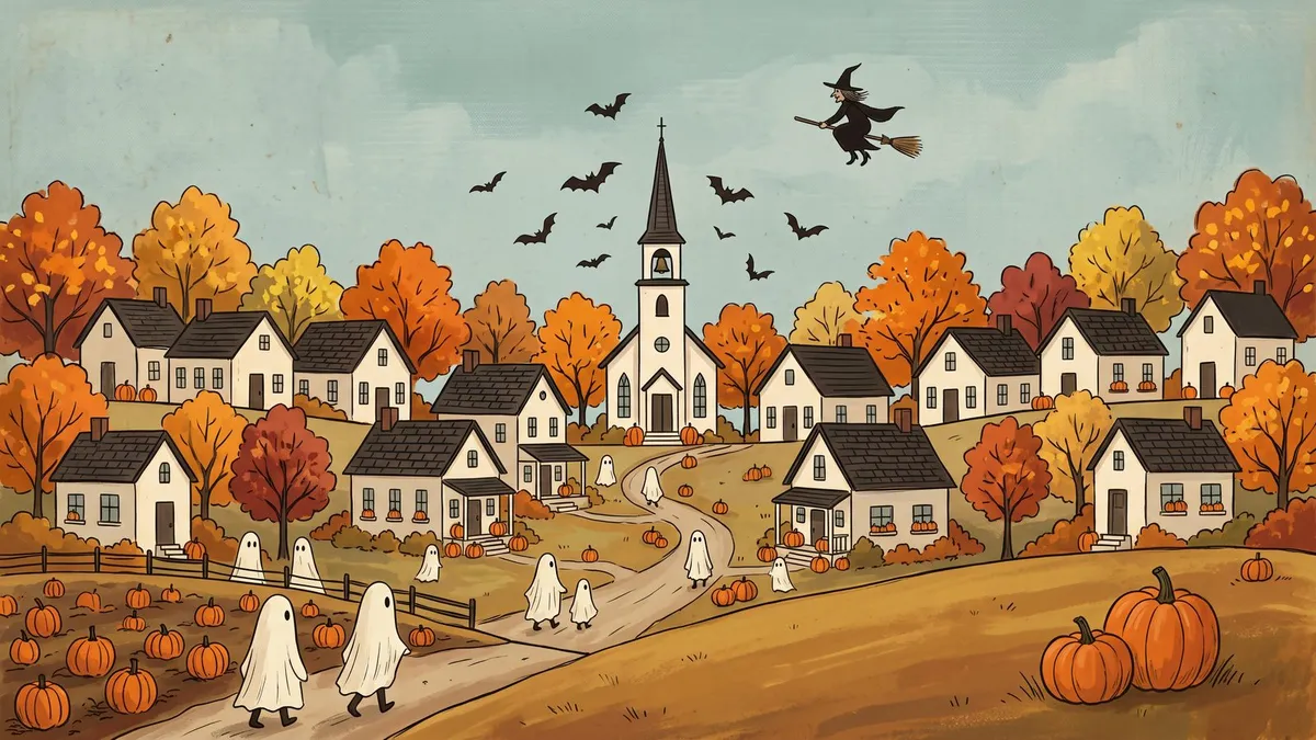 Ghosts Village Witch Pumpkin shown on your frame