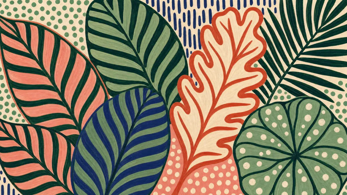 Maximalist Botanical Leaves shown on your frame
