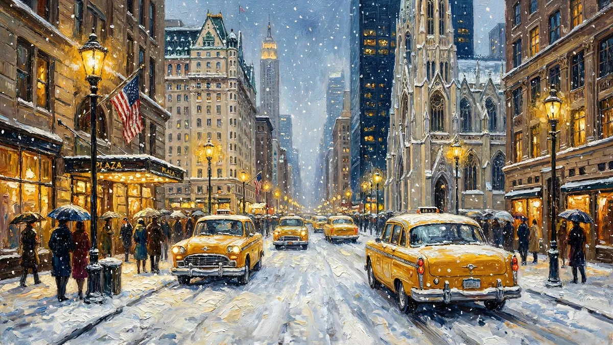 Snowy New York shown on your frame