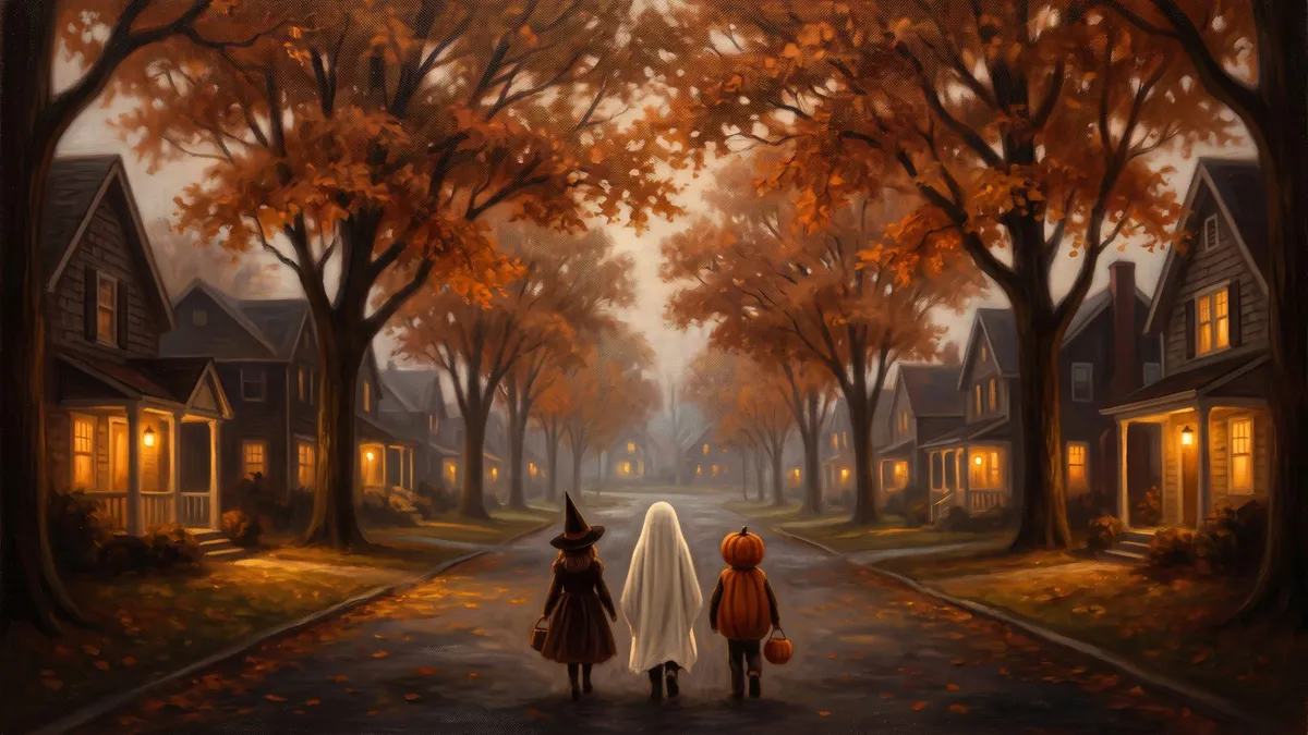 Trick-or-Treaters in Costumes shown on your frame