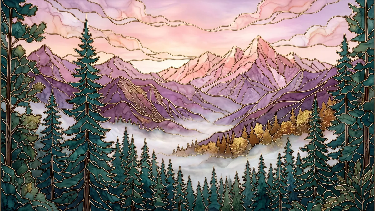 Pink Mountain Range shown on your frame