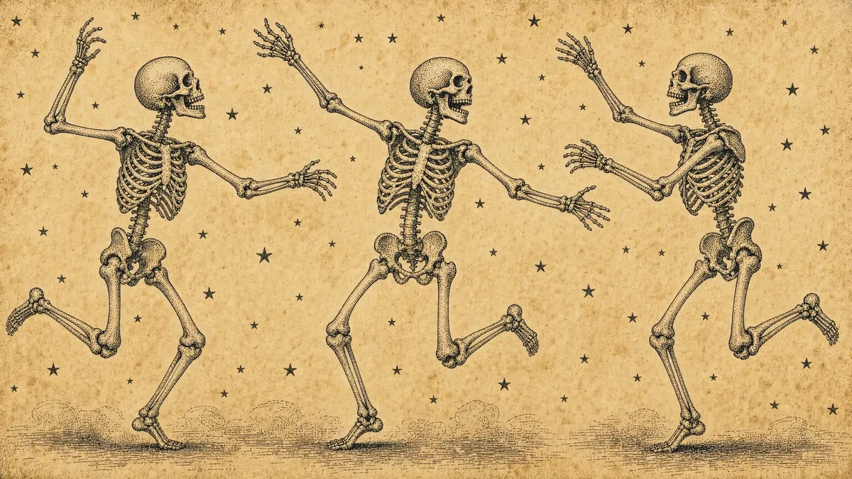 Dancing Skeletons Vintage Halloween shown on your frame