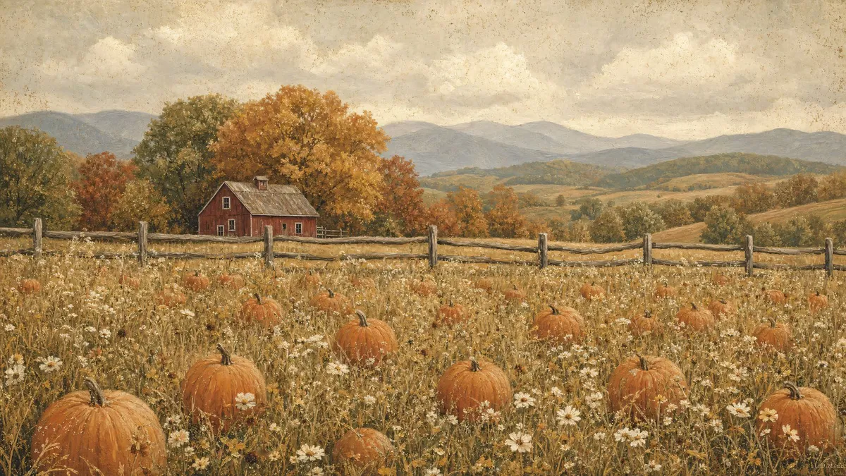 Pumpkin Patch Farmhouse shown on your frame