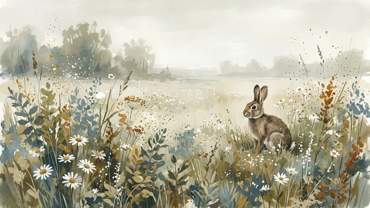 Neutral Watercolor Bunny shown on your frame