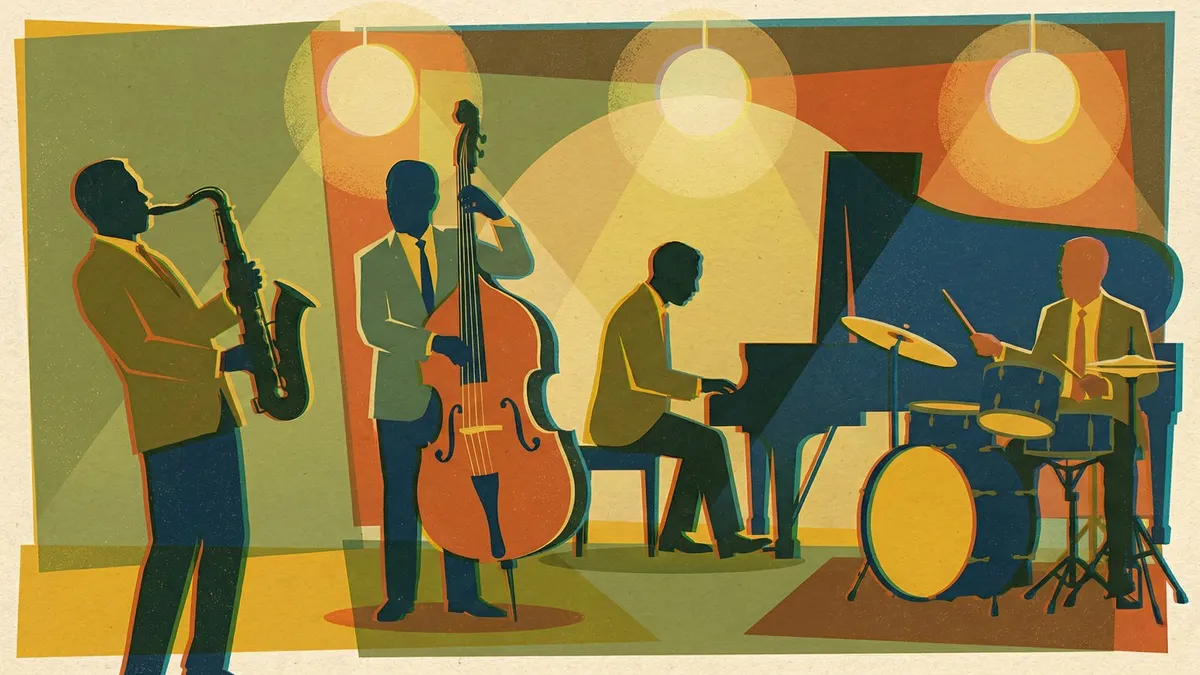 Mid Century Jazz Band shown on your frame