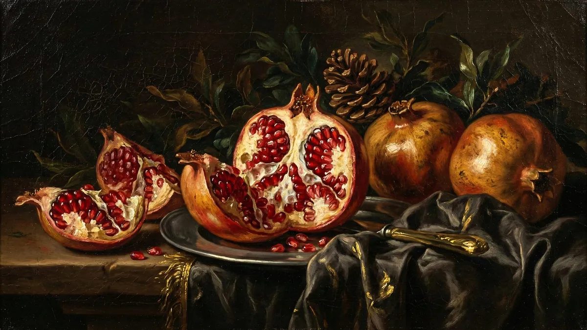 Pomegranate Still Life shown on your frame