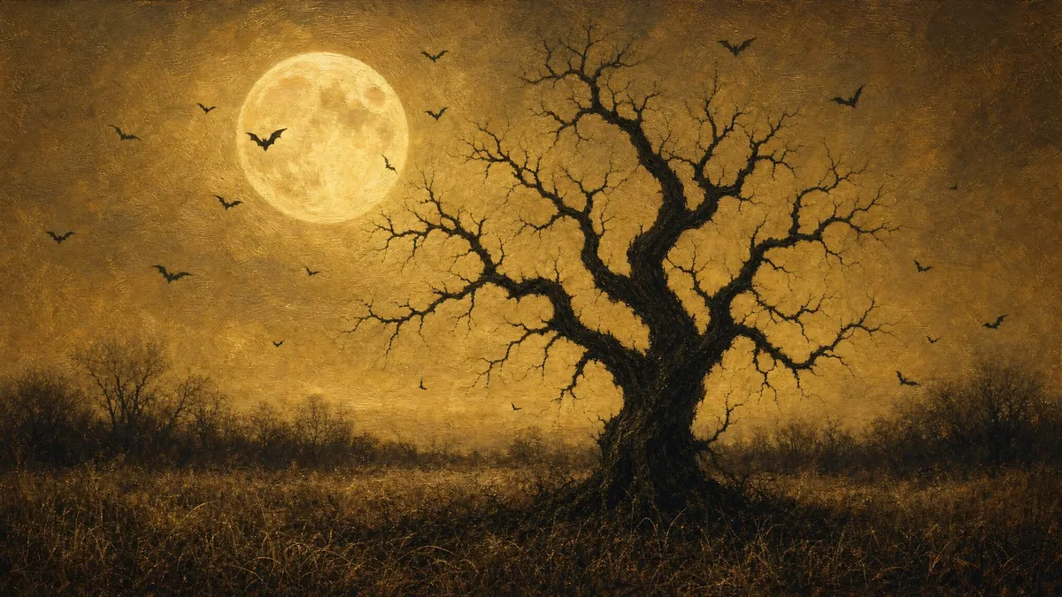 Moonlit Bat Tree shown on your frame