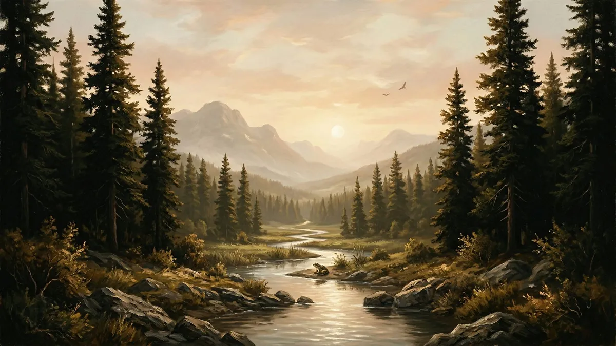 Sunset Forest River shown on your frame