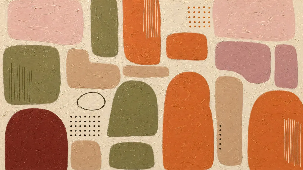 Warm Neutral Abstract Shapes shown on your frame