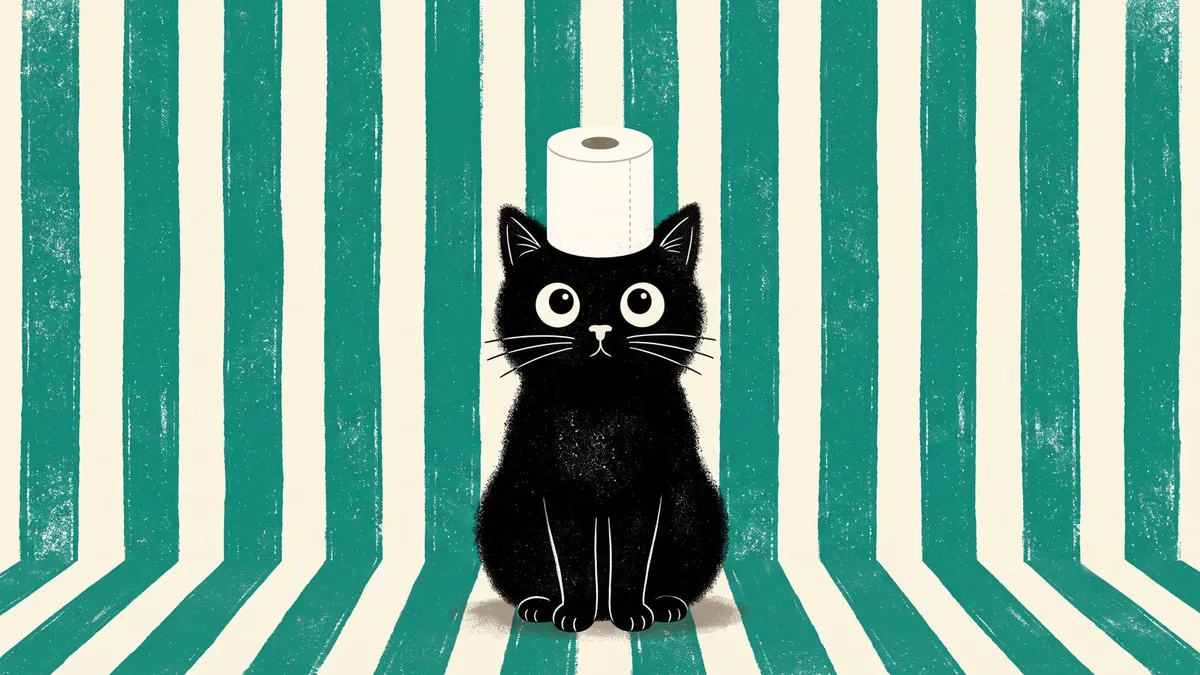 Funny Black Cat Toilet Paper shown on your frame