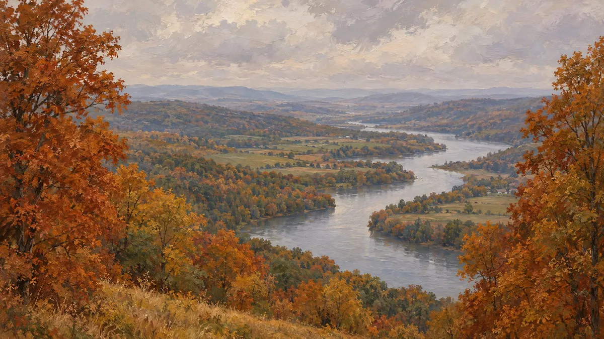 Autumn River Valley shown on your frame