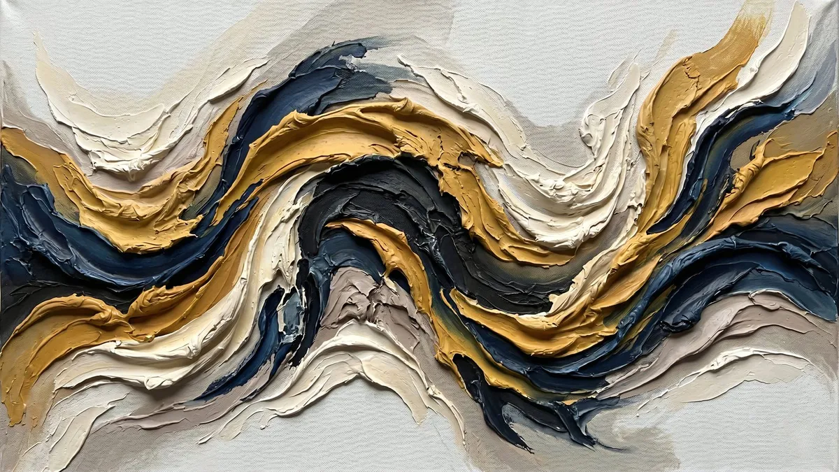 Navy Gold Textured Waves shown on your frame