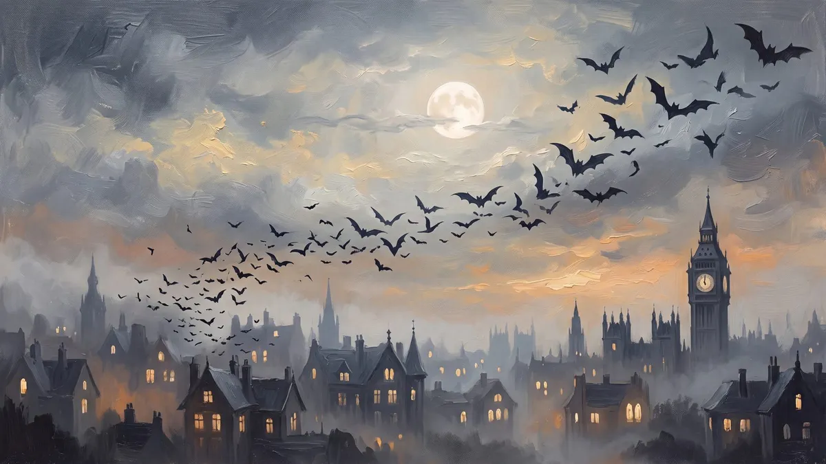 Moonlit Bat Flock Skyline shown on your frame