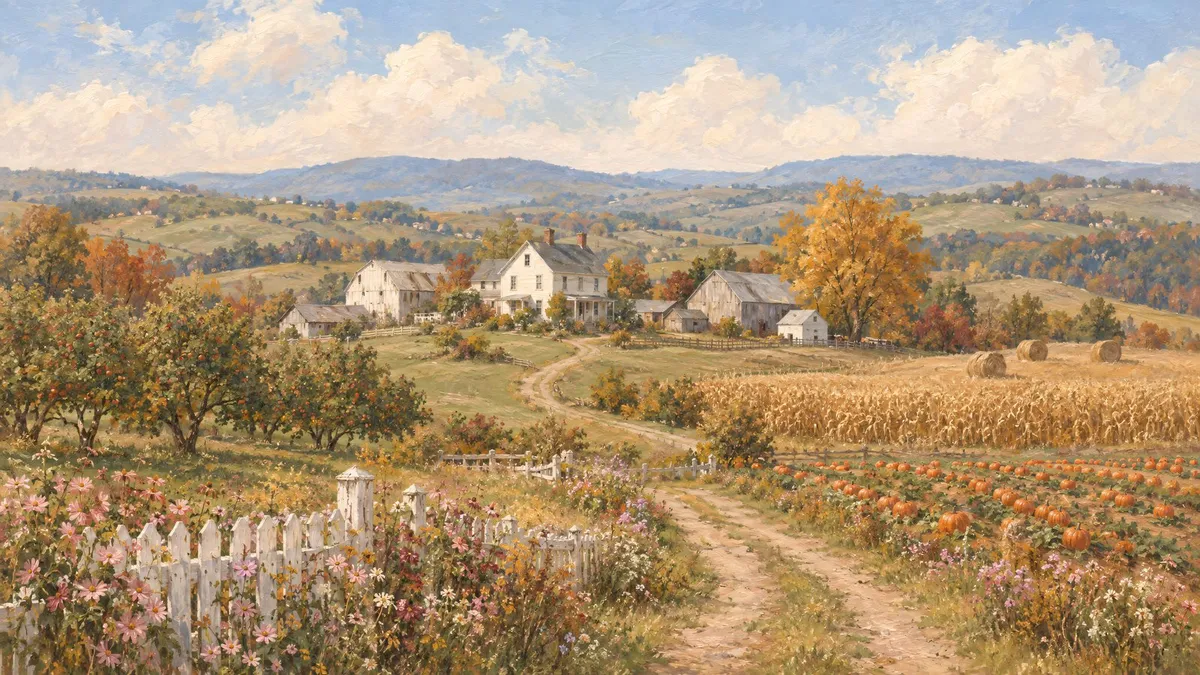 Autumn Farm Valley shown on your frame
