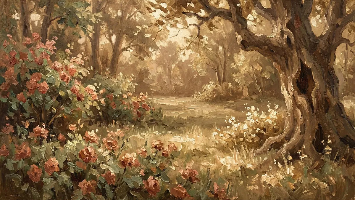 Spring Forest Glade Blossoms shown on your frame
