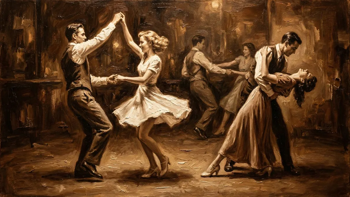 Vintage Dancing Couples shown on your frame