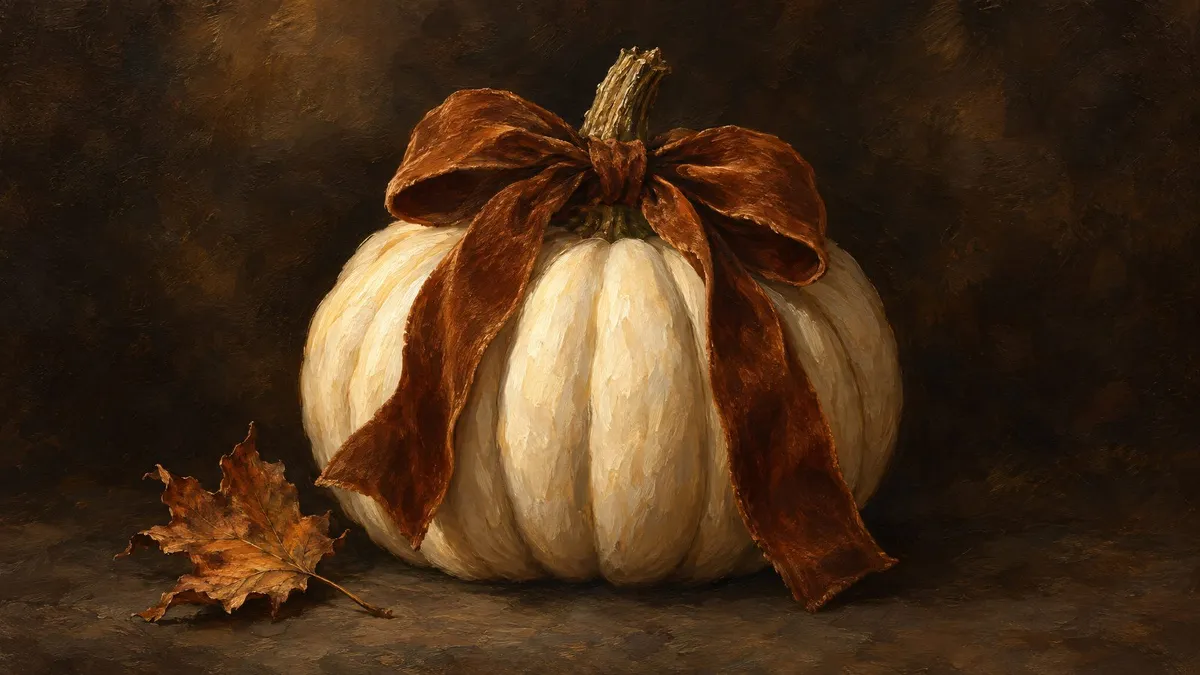White Pumpkin Velvet Bow shown on your frame