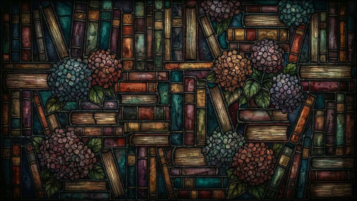 Stained Glass Bookshelf shown on your frame