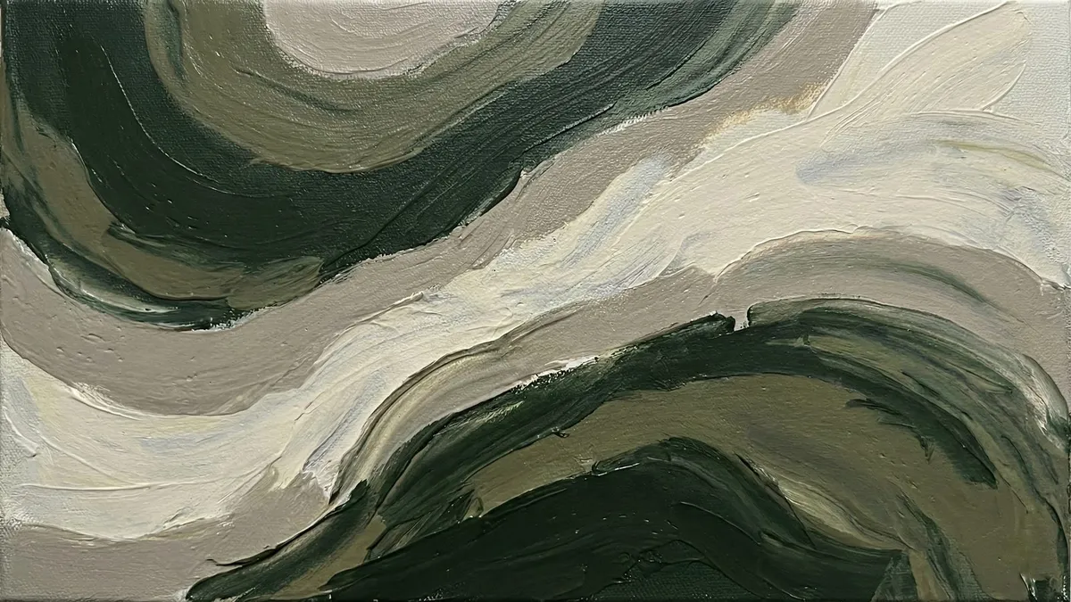 Moody Sage Green Abstract shown on your frame