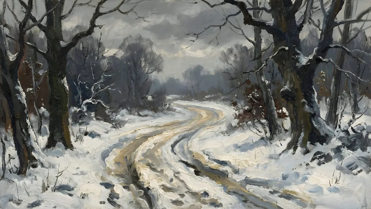 Snowy Country Road shown on your frame