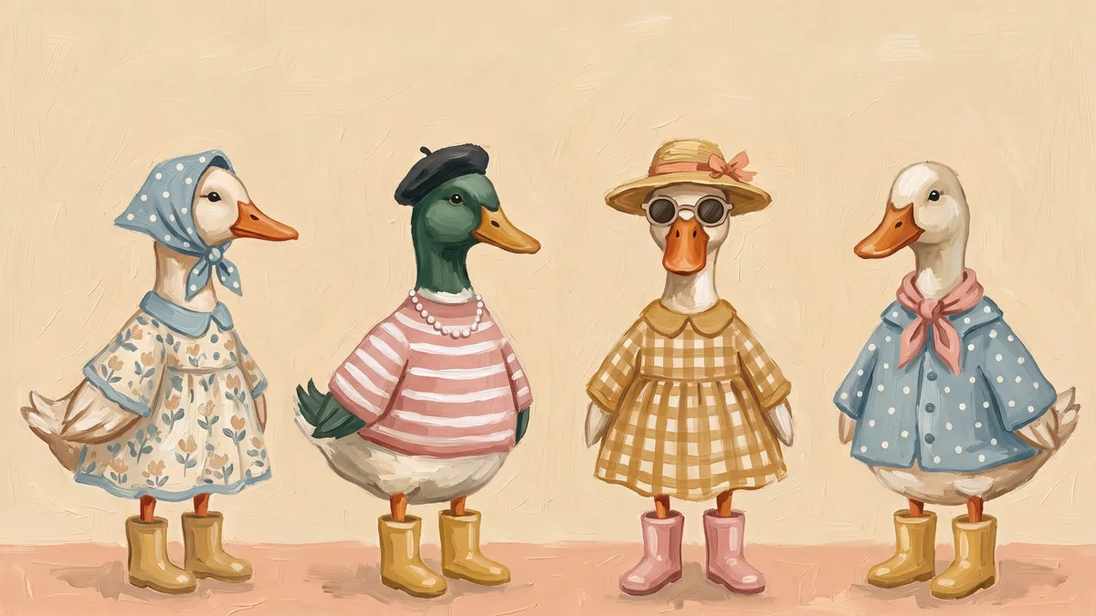 Fashionable Duck Quartet shown on your frame