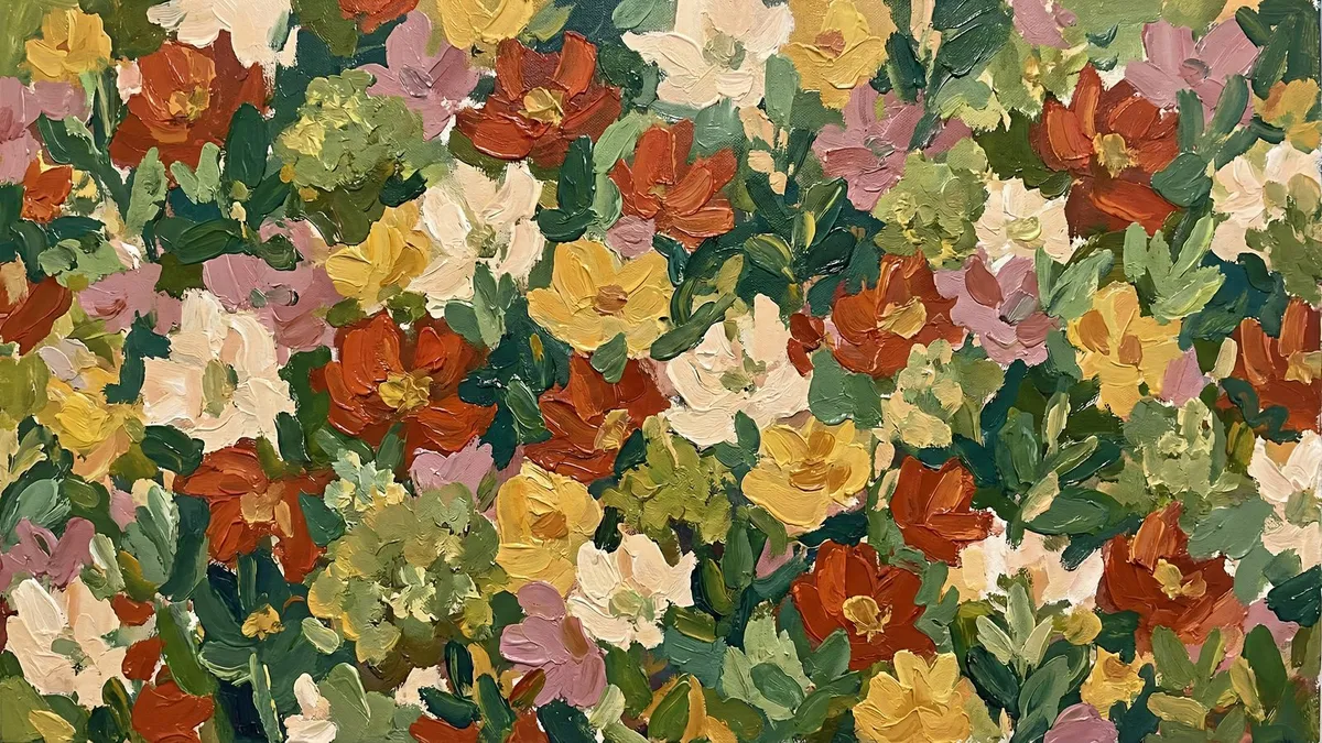 Textured Impasto Floral shown on your frame