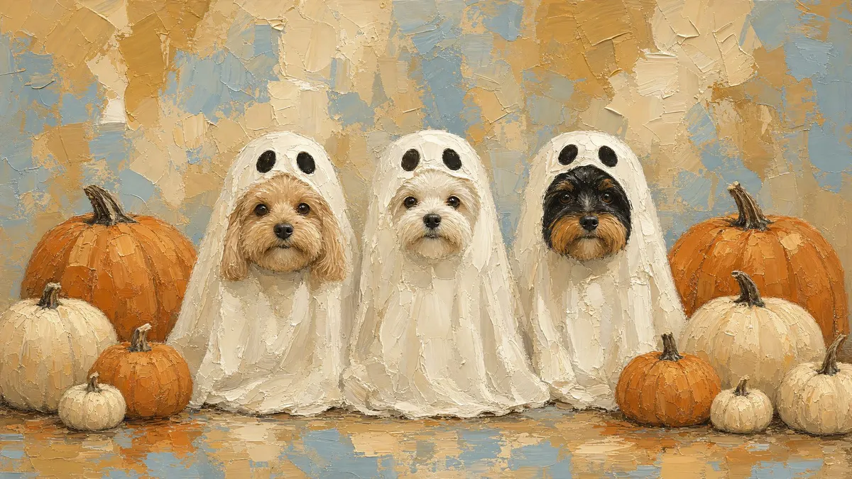 Ghost Puppies And Pumpkins shown on your frame