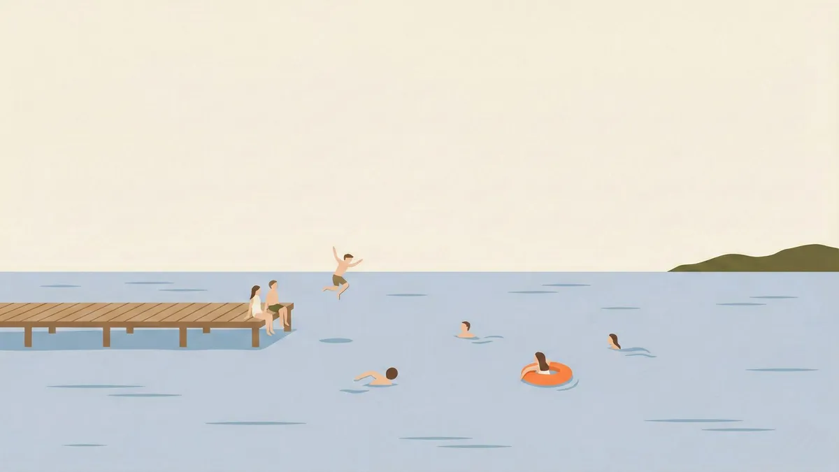 Summer Pier Jumping shown on your frame