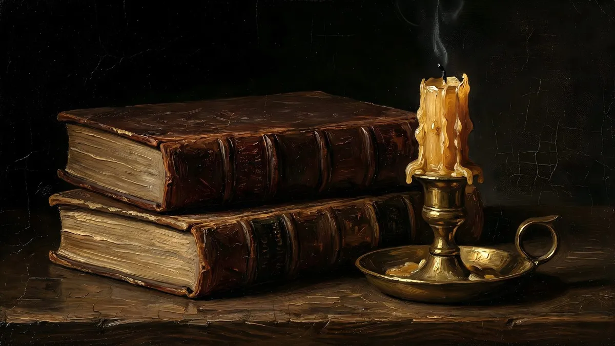 Dark Academia Books Candle shown on your frame