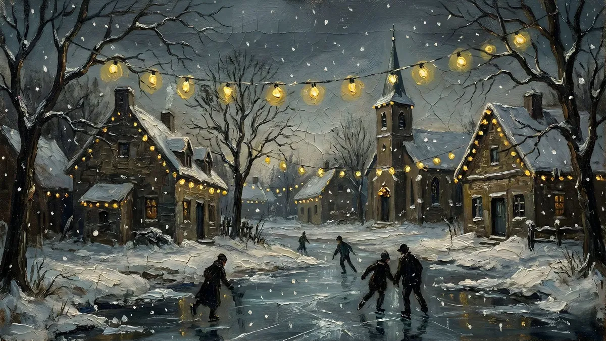 Winter Village Ice Skating shown on your frame