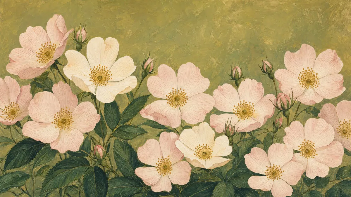Vintage Wild Rose Botanical shown on your frame