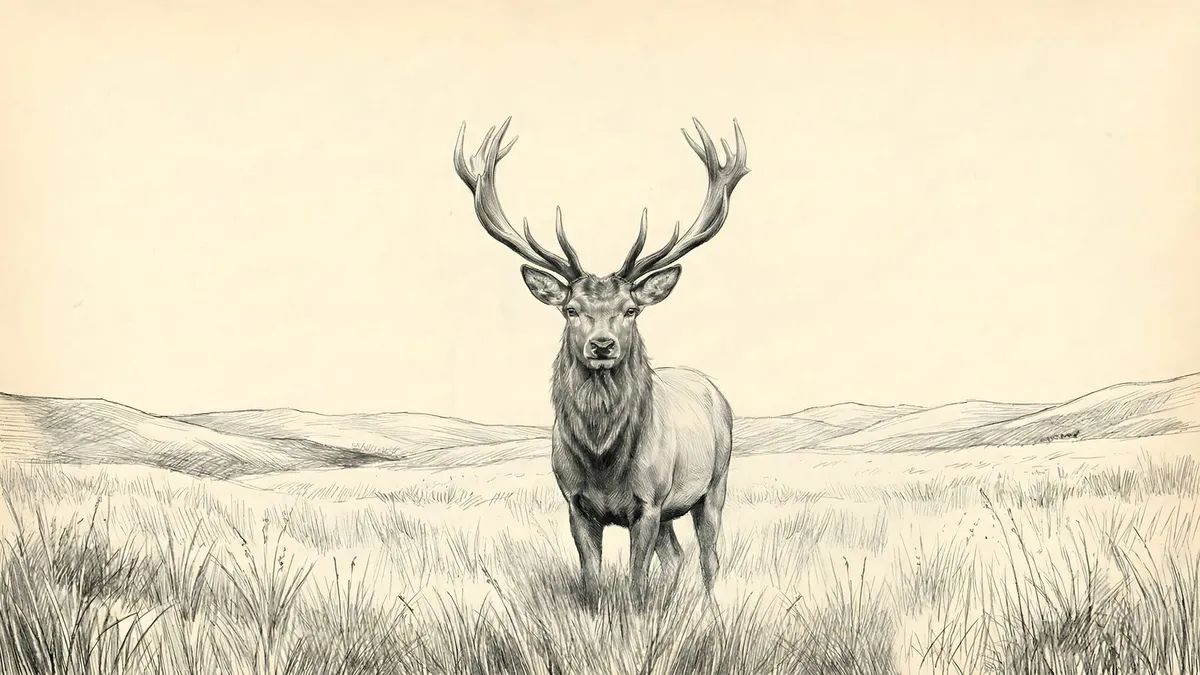 Vintage Stag Sketch shown on your frame