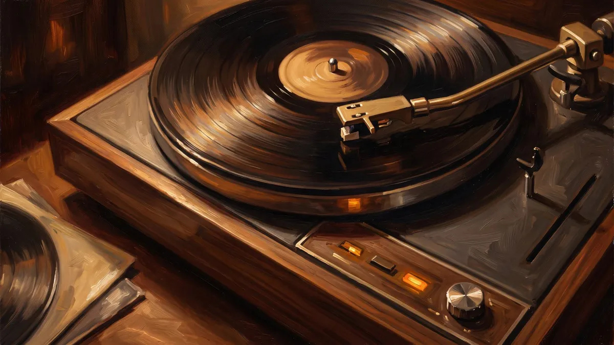 Vintage Turntable Vinyl shown on your frame